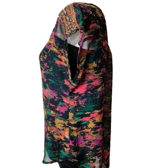 Belle Du Jour Multi Color Chiffon Top Size M - Picture 3 of 6